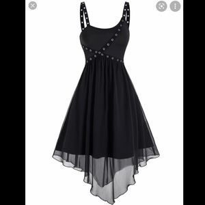 Punk Marled Asymmetric Layered A Line Dress